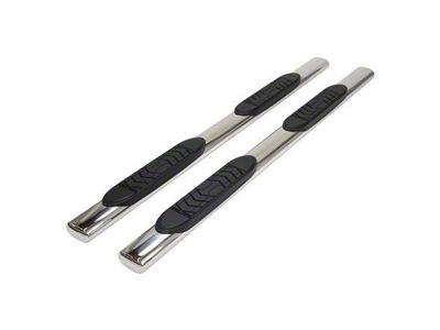 5-Inch Oval Straight Nerf Side Step Bars; Polished (20-25 Jeep Gladiator JT)