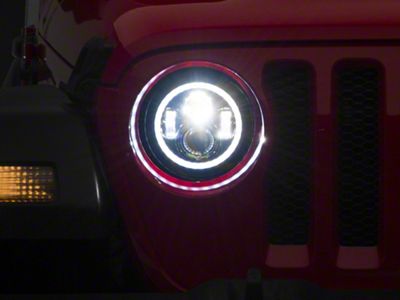 7-Inch LED Headlights with Full Halo; Black Housing; Clear Lens (20-25 Jeep Gladiator JT)
