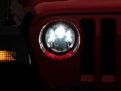 7-Inch LED Headlights with Partial Halo; Silver Housing; Clear Lens (20-25 Jeep Gladiator JT)