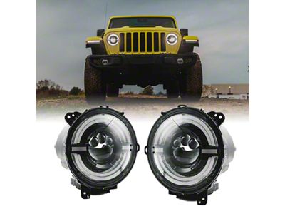 9-Inch LED Headlights with DRL; Black Housing; Clear Lens (20-25 Jeep Gladiator JT)