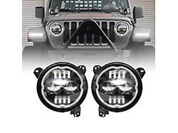 9-Inch LED Headlights with DRL and Halo; Black Housing; Clear Lens (20-25 Jeep Gladiator JT)