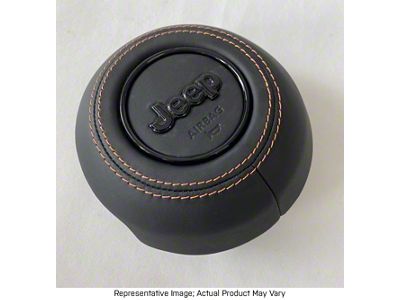 Alcantara Steering Wheel Airbag Cover with Blue Stitching and Black Emblems (20-25 Jeep Gladiator JT)