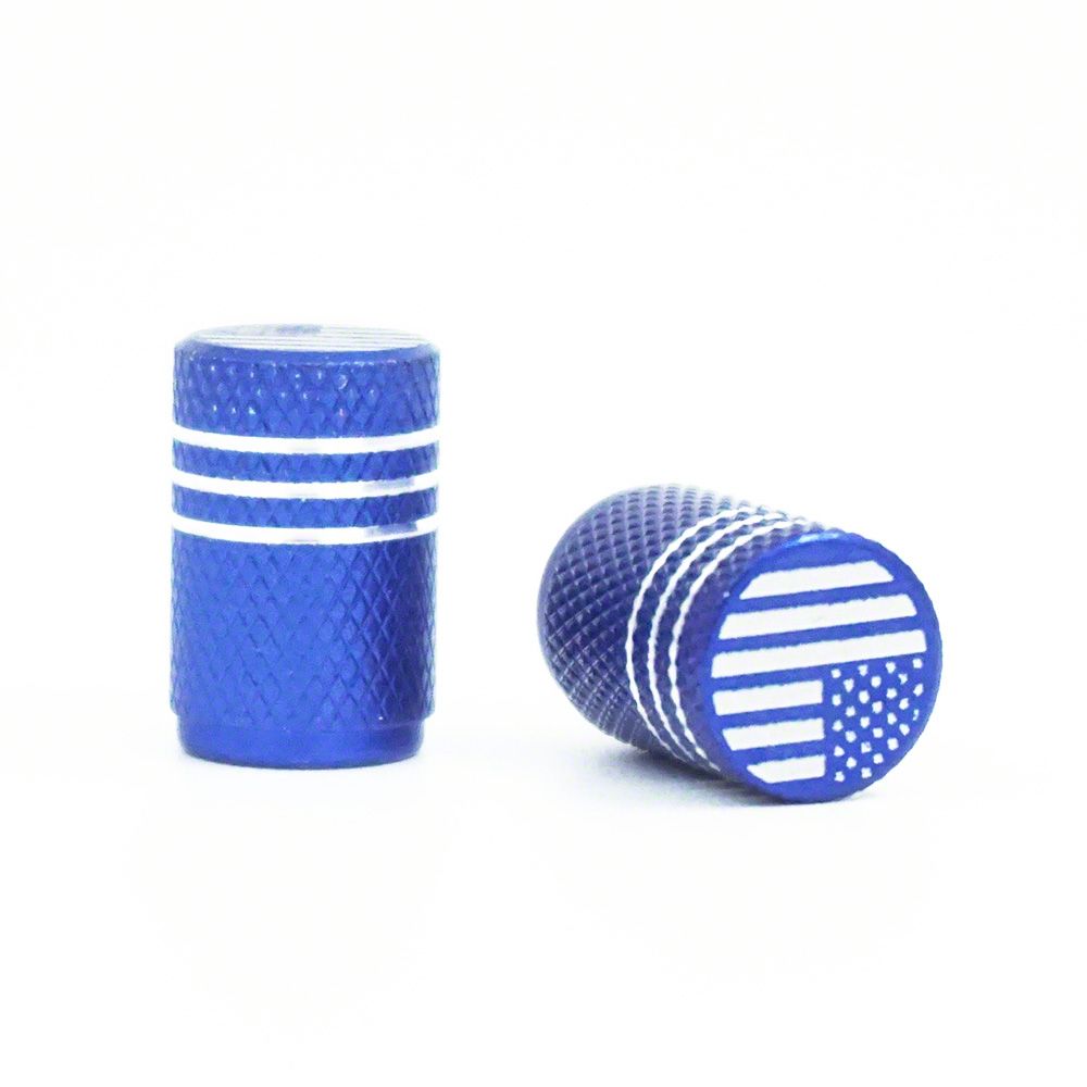 Jeep Gladiator Aluminum Valve Stem Cap with Flag; Blue (Universal; Some
