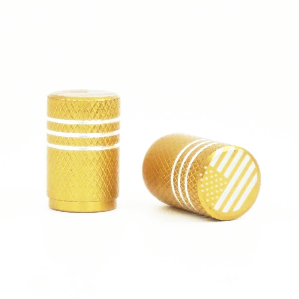 Jeep Gladiator Aluminum Valve Stem Cap with Flag; Gold (Universal; Some