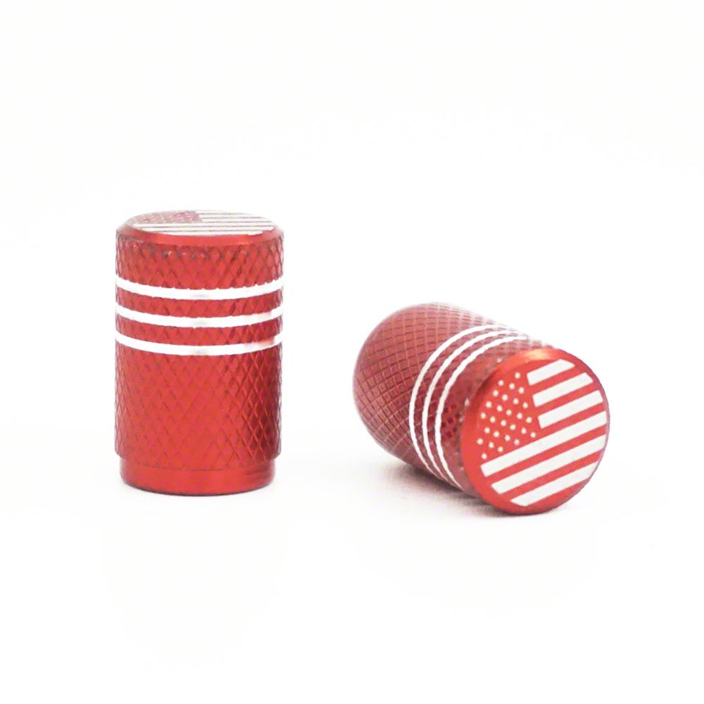 Jeep Gladiator Aluminum Valve Stem Cap with Flag; Red (Universal; Some