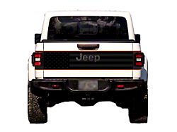 American Flag Tailgate Wrap Graphic; Black with Orange Outline (20-26 Jeep Gladiator JT)