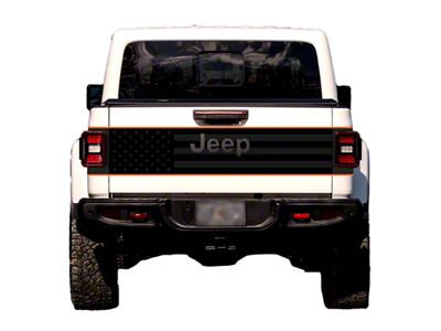 American Flag Tailgate Wrap Graphic; Black with Orange Outline (20-25 Jeep Gladiator JT)