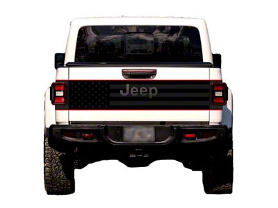 American Flag Tailgate Wrap Graphic; Black with Red Outline (20-25 Jeep Gladiator JT)