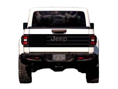 American Flag Tailgate Wrap Graphic; Black (20-25 Jeep Gladiator JT)