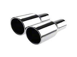 Angled Cut Round Exhaust Tips; 3.80-Inch; Polished (Fits 2.50-Inch Tailpipe)