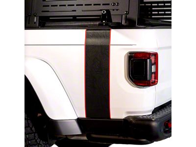 Bedside Stripe Graphic; Matte Black with Red Outline (20-25 Jeep Gladiator JT)