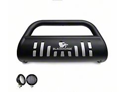 Bull Bar with 5.30-Inch Black Round Flood LED Lights; Black (20-25 Jeep Gladiator JT, Excluding Mojave)