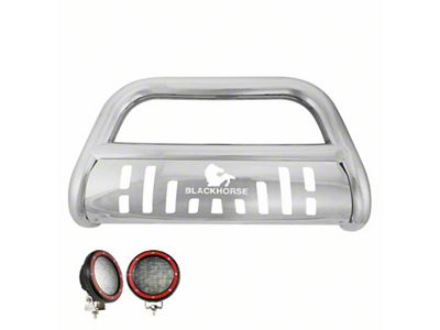 Bull Bar with 5.30-Inch Red Round Flood LED Lights; Stainless Steel (20-25 Jeep Gladiator JT, Excluding Mojave)