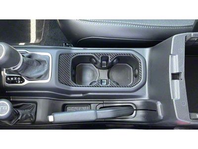 Center Console Cup Holder Accent Trim; Domed Carbon Fiber (20-25 Jeep Gladiator JT)