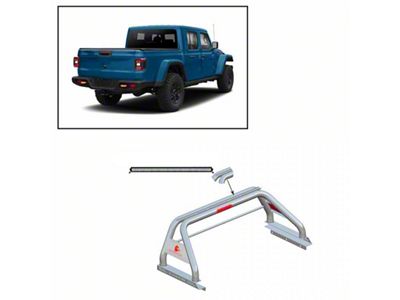Classic Roll Bar with 50-Inch LED Light Bar; Stainless Steel (20-25 Jeep Gladiator JT w/ Tonneau Cover)
