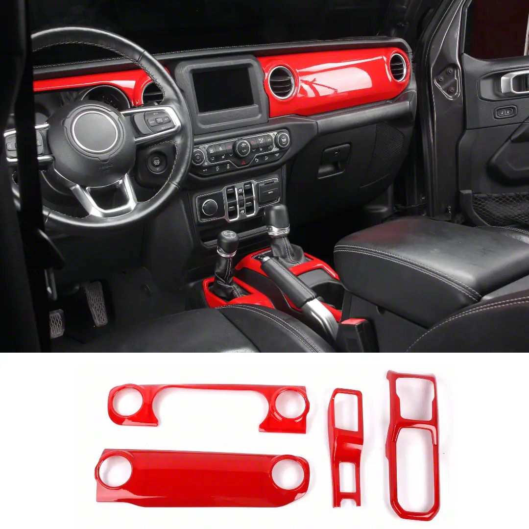Jeep Gladiator Dashboard Control Console Trim Panel Covers; Red (20-23 ...