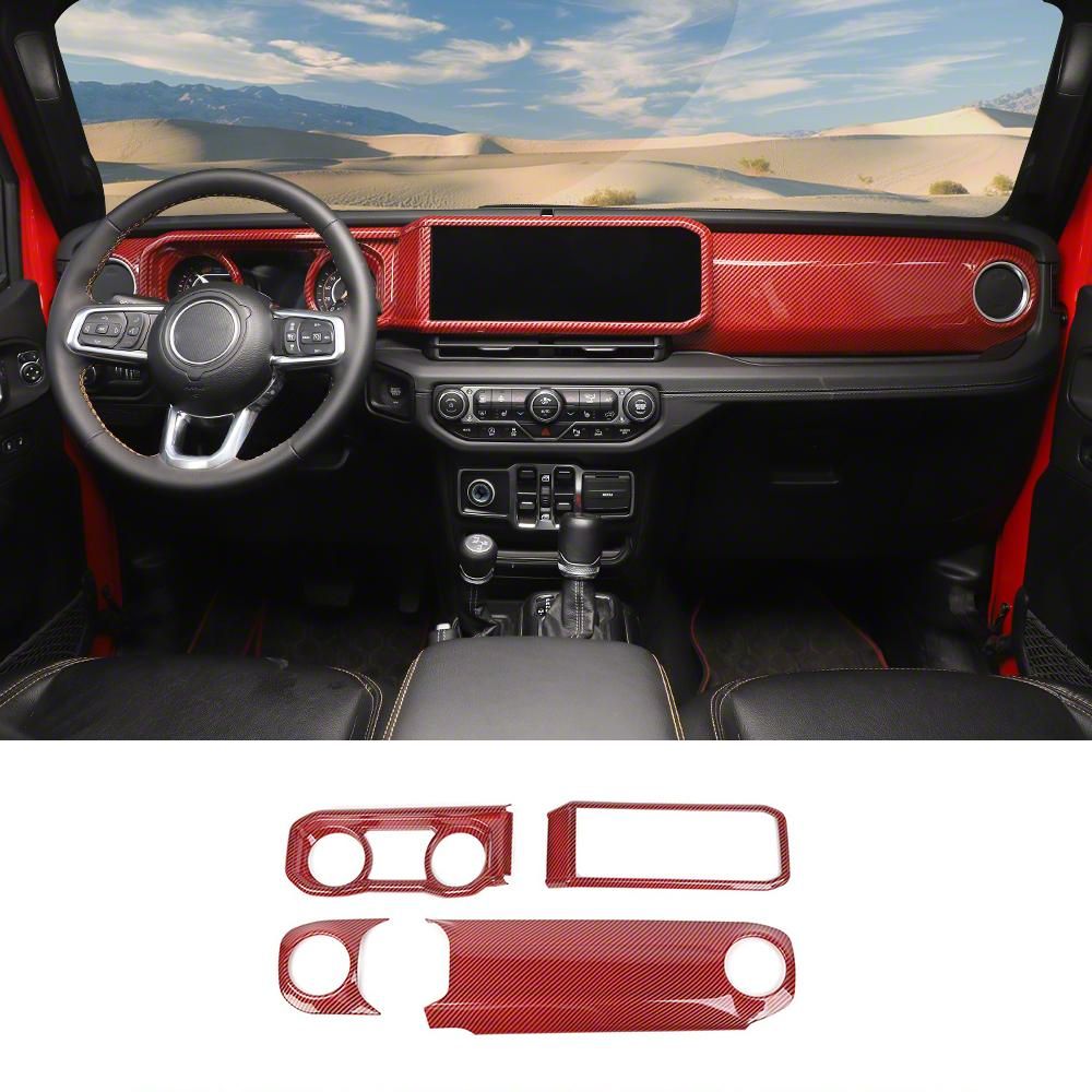 Gladiator Panel Racing Jeep Gladiator Dashboard and Navigation Panel Trim Covers; Red Carbon ...