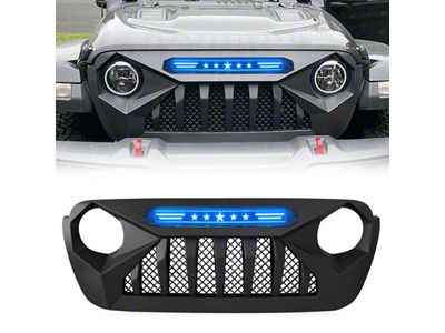 American Modified Demon Grille with Blue 5 Star Lights Bar (20-25 Jeep Gladiator JT)