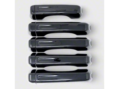 Chrome Delete Door Handle Snap-On Covers; Gloss Black (20-25 Jeep Gladiator JT)