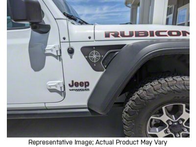 Fender Compass Vent Decals; Carbon Fiber Black (20-25 Jeep Gladiator JT)