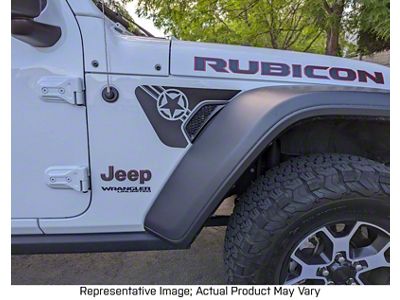Fender Military Star Vent Decals; Carbon Fiber Black (20-25 Jeep Gladiator JT)