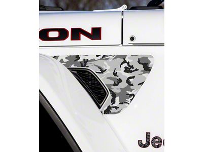 Fender Vent Premium Wrap Decal; Black and White Camo (20-25 Jeep Gladiator JT)