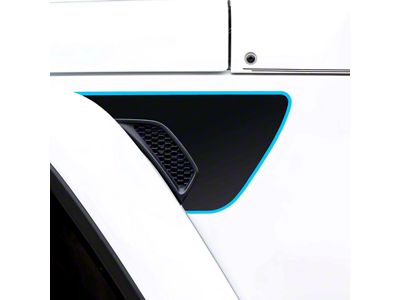 Fender Vent Premium Wrap Decal; Matte Black with Blue Outline (20-25 Jeep Gladiator JT)