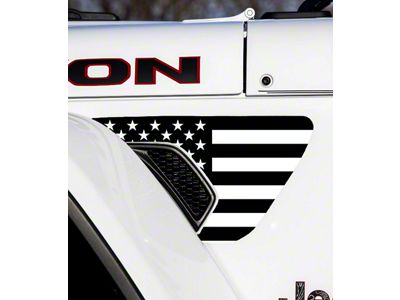 FLAG Fender Vent Premium Wrap Decal; Black and White (20-25 Jeep Gladiator JT)