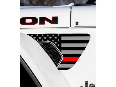 FLAG Fender Vent Premium Wrap Decal; Thin Red Line (20-25 Jeep Gladiator JT)