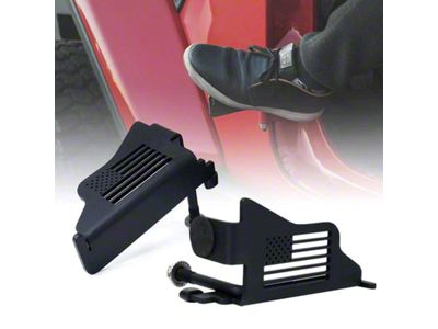 Front Foot Pegs with US Flag; Black (20-25 Jeep Gladiator JT)