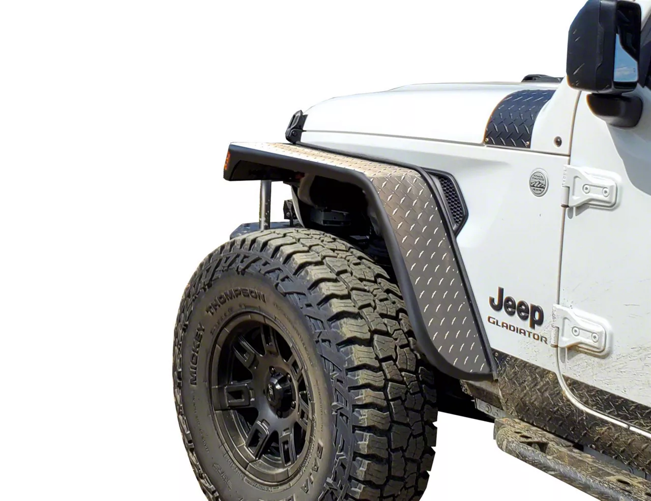 Jeep Gladiator Front Tube Fender Flares; Black (20-25 Jeep