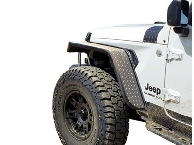 Front Tube Fender Flares; Aluminum Diamond Plate (20-25 Jeep Gladiator JT)
