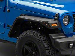 Front Tube Fender Flares; Black Aluminum Diamond Plate (20-25 Jeep Gladiator JT)