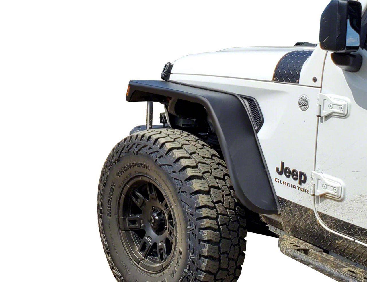 Jeep Gladiator Front Tube Fender Flares; Black (20-25 Jeep
