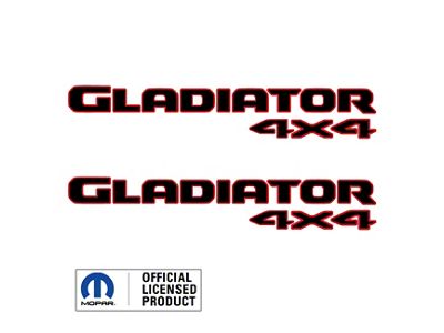 GLADIATOR 4x4 Tailgate Logo; Black with Red Ouline (20-25 Jeep Gladiator JT)