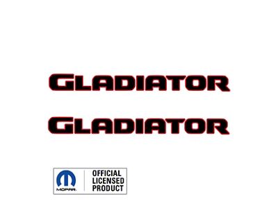 GLADIATOR Hood Decal; Black with Red Oultine (20-25 Jeep Gladiator JT)