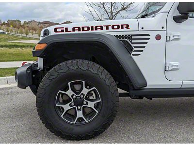 GLADIATOR Hood Letters; Matte Black with Red Pinstripe (20-25 Jeep Gladiator JT)