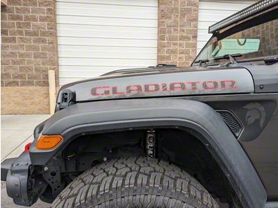GLADIATOR Hood Letters; Topographic Print Red (20-25 Jeep Gladiator JT)