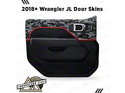 Gloss Camo Interior Door Skins; Front and Rear; Red Outline (20-26 Jeep Gladiator JT w/ Power Locks & Windows)