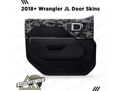 Gloss Camo Interior Door Skins; Rear; Gloss Black Outline (20-26 Jeep Gladiator JT w/ Power Locks & Windows)