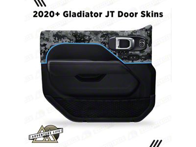 Gloss Camo Interior Door Skins; Rear; Sky Blue Outline (20-26 Jeep Gladiator JT w/ Power Locks & Windows)