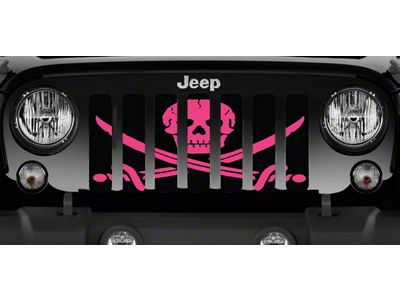 Grille Insert; Ahoy Matey Hot Pink Pirate Flag (20-25 Jeep Gladiator JT)