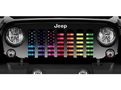 Grille Insert; American Flag with Colorful Rainbow (20-25 Jeep Gladiator JT)
