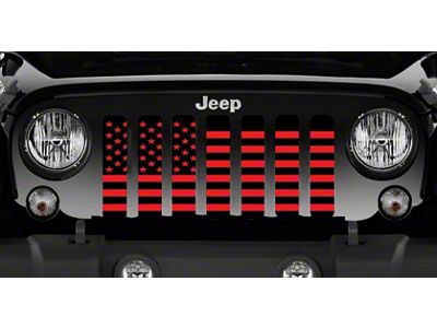 Grille Insert; Black and Red American Flag (20-25 Jeep Gladiator JT)