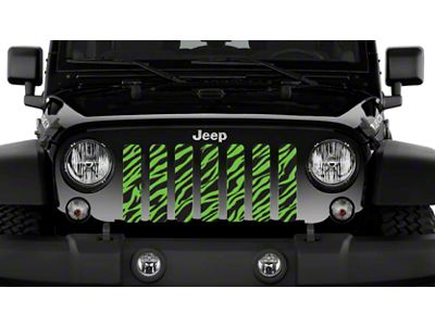 Grille Insert; Black Zebra Print on a Green (20-25 Jeep Gladiator JT)