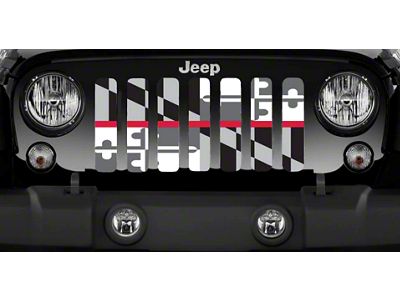 Grille Insert; Maryland Grayscale Flag with Red Line (20-25 Jeep Gladiator JT)
