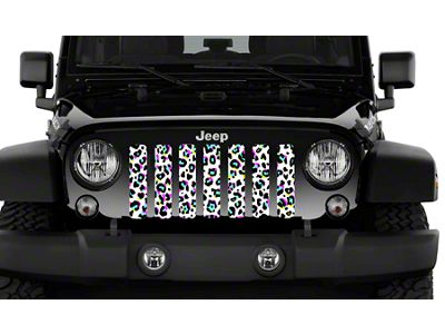 Grille Insert; Mulit Color Leopard Print on White (20-25 Jeep Gladiator JT)