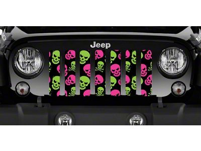 Grille Insert; Pink and Green Skulls (20-25 Jeep Gladiator JT)