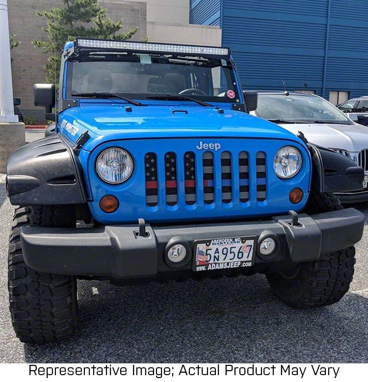 Jeep Gladiator Grille Insert; Police/Fireman Red/Blue on a Black and ...
