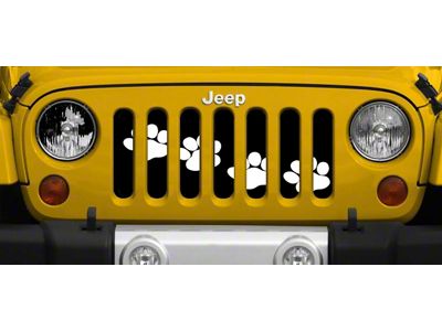 Grille Insert; Puppy Paw Prints White Diagonal (20-25 Jeep Gladiator JT)